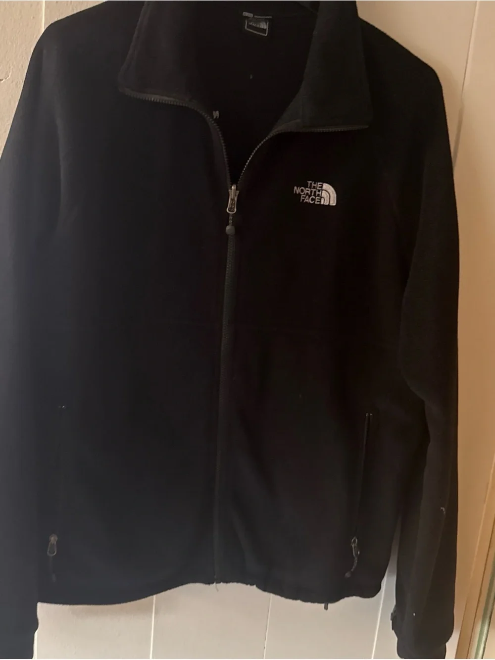 The North Face Fleece Jacket Men XL Black Full Zip Mock Neck Pockets Soft Winter